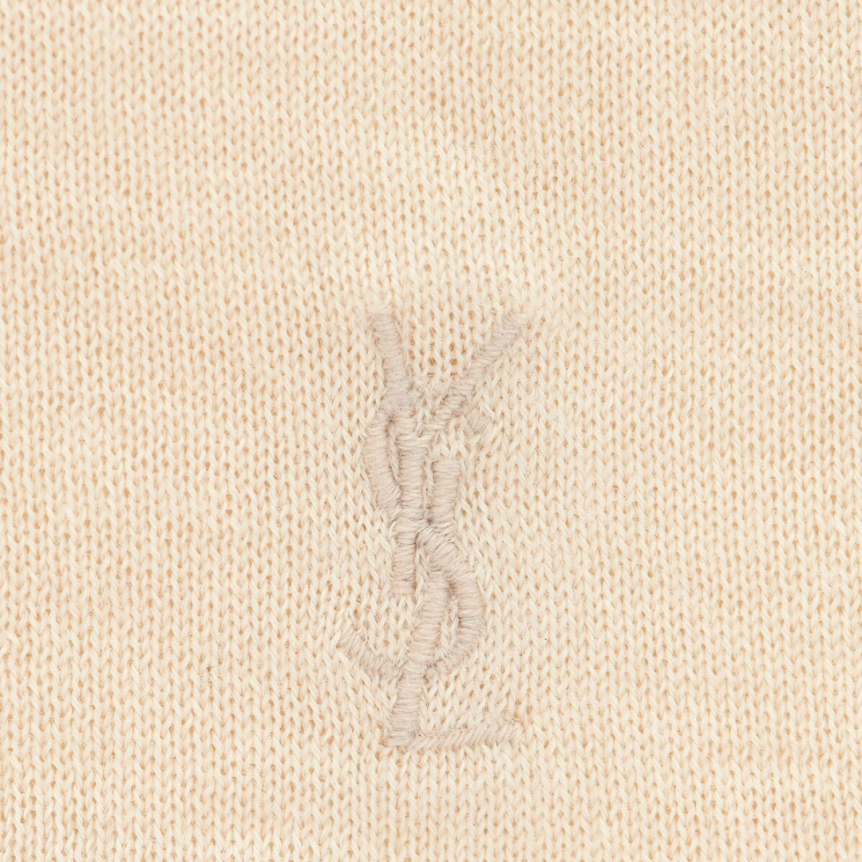 pull polo SAINT LAURENT manche courte laine responsable écru poche