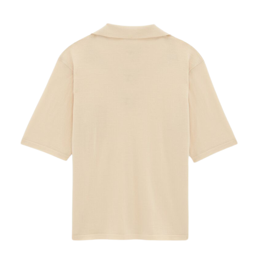 pull polo SAINT LAURENT manche courte laine responsable écru poche