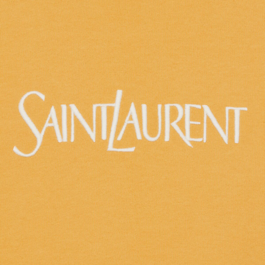 SAINT LAURENT sweat-shirt col rond molleton coton jaune broderie saint laurent