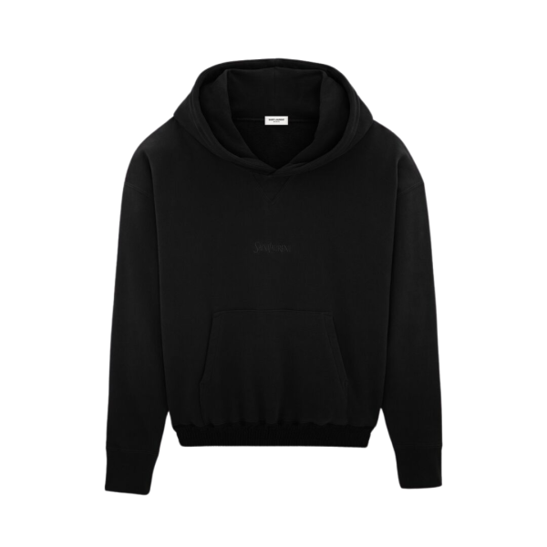 SAINT LAURENT sweat-shirt capuche molleton coton bio noir broderie saint laurent