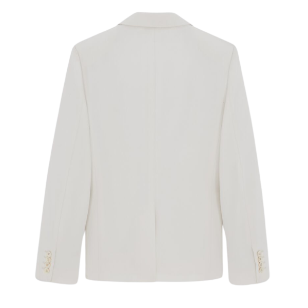 veste simple boutonnage SAINT LAURENT col flèche gabardine laine vierge craie