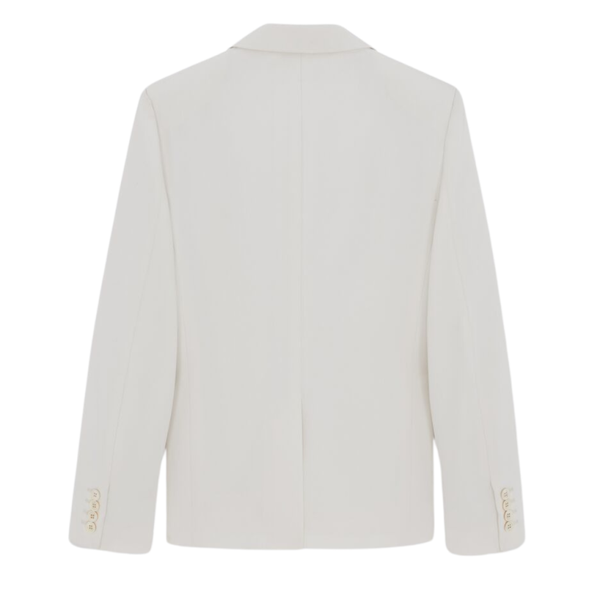veste simple boutonnage SAINT LAURENT col flèche gabardine laine vierge craie