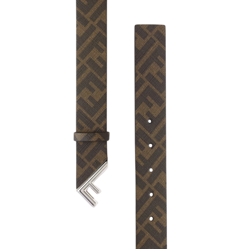 Ceinture  FENDI toile FF marron passant boucle F en T