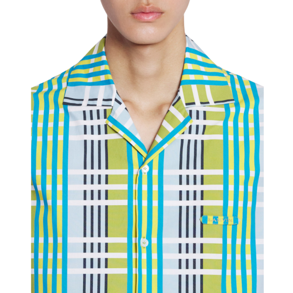 Chemise bowling LANVIN ample coton carreaux patch poitrine