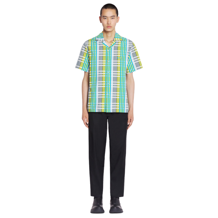 Chemise bowling LANVIN ample coton carreaux patch poitrine