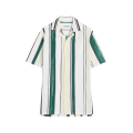 Chemise bowling coton blanc rayures vert jaune