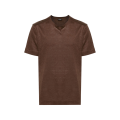 T-shirt col rond manche courte lin marron chocolat