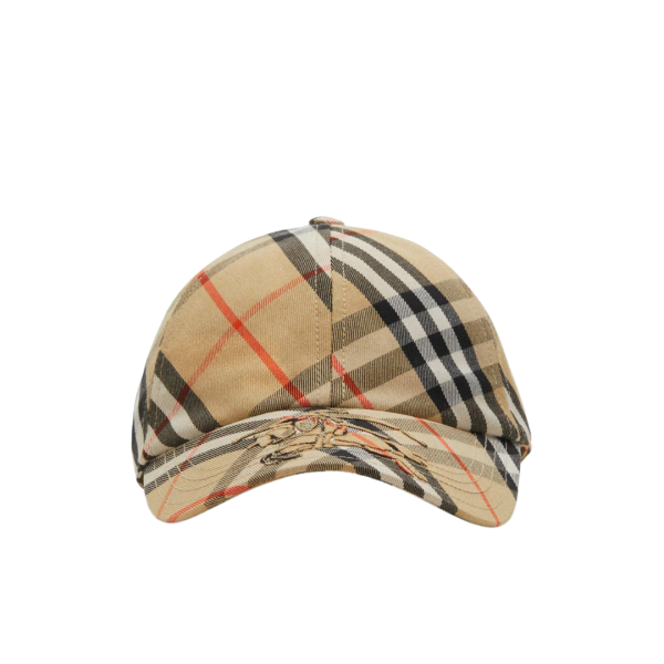 casquette baseball BURBERRY coton check beige Equestrian Knight
