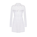Robe chemise courte coton blanc jupe plissée