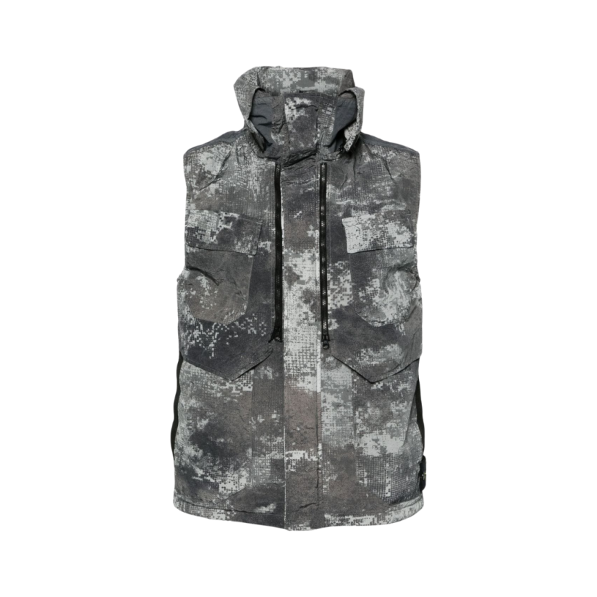 Gilet matelassé STONE ISLAND Dissolving Grid Camo gris