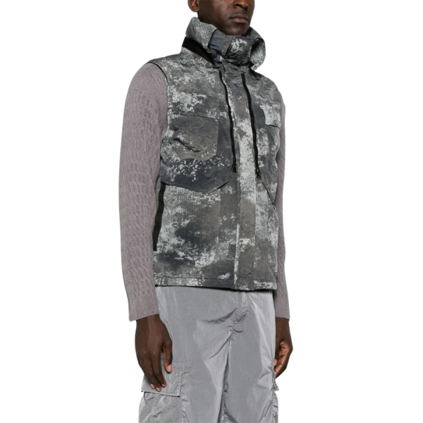 Gilet matelassé STONE ISLAND Dissolving Grid Camo gris