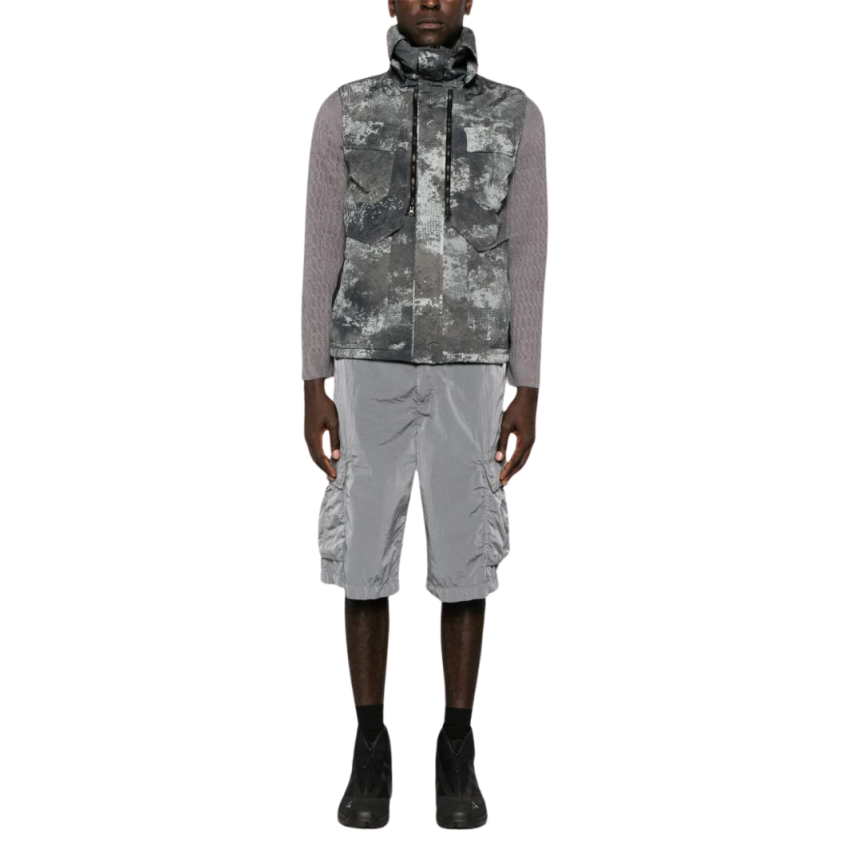 Gilet matelassé STONE ISLAND Dissolving Grid Camo gris