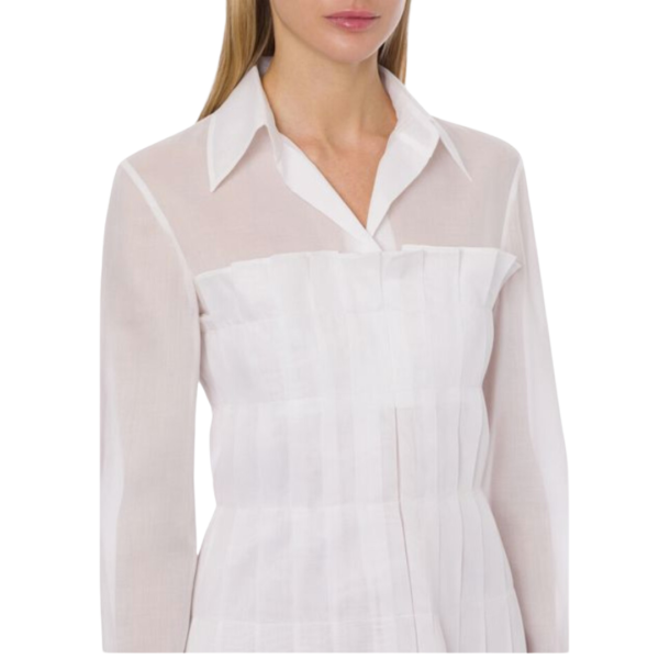 Robe chemise ALBERTA FERRETTI  courte coton blanc jupe plissée