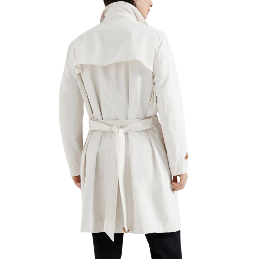 Manteau croisé BRUNELLO CUCINELLI trench écru revers crantés