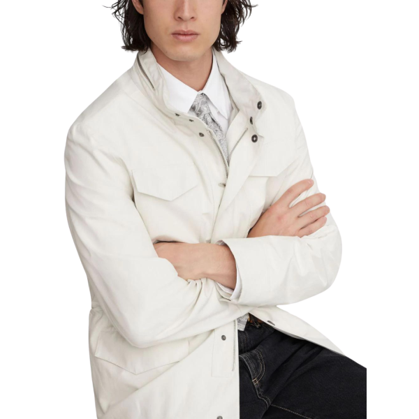 Parka zippée BRUNELLO CUCINELLI lin soie écru