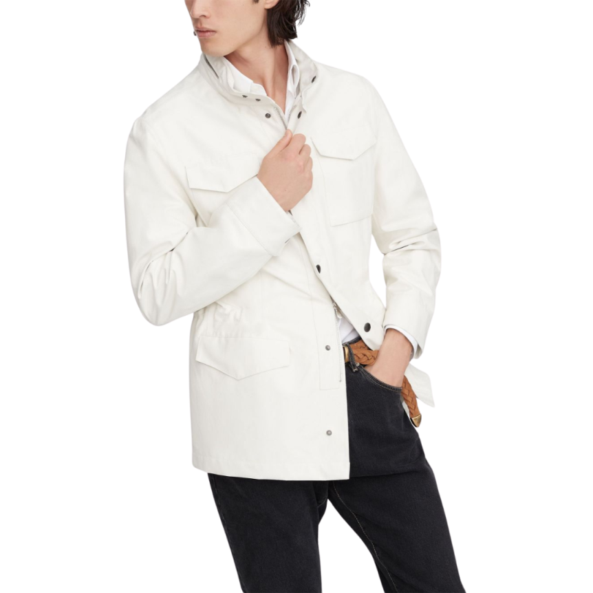 Parka zippée BRUNELLO CUCINELLI lin soie écru