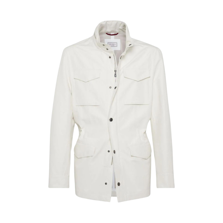 Parka zippée BRUNELLO CUCINELLI lin soie écru