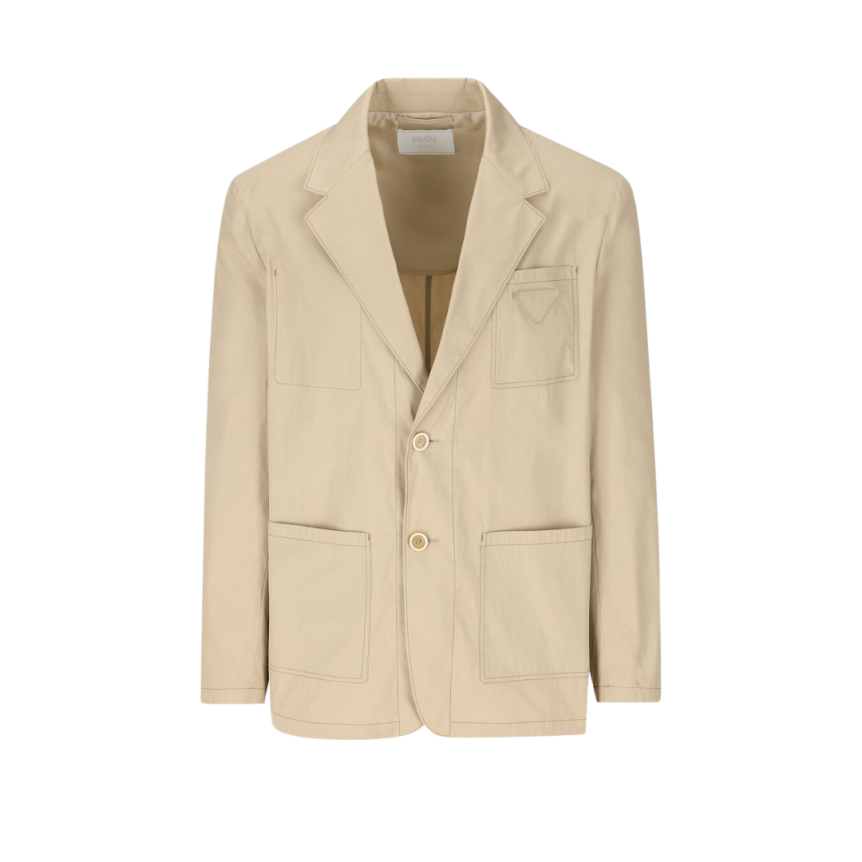 Veste blazer PRADA coton beige surpiqué