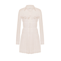 Robe chemise courte coton beige jupe plissée