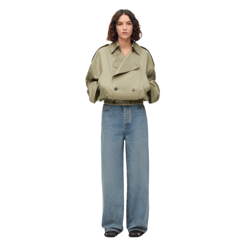 Jean LOEWE taille haute denim coton bleu delavé