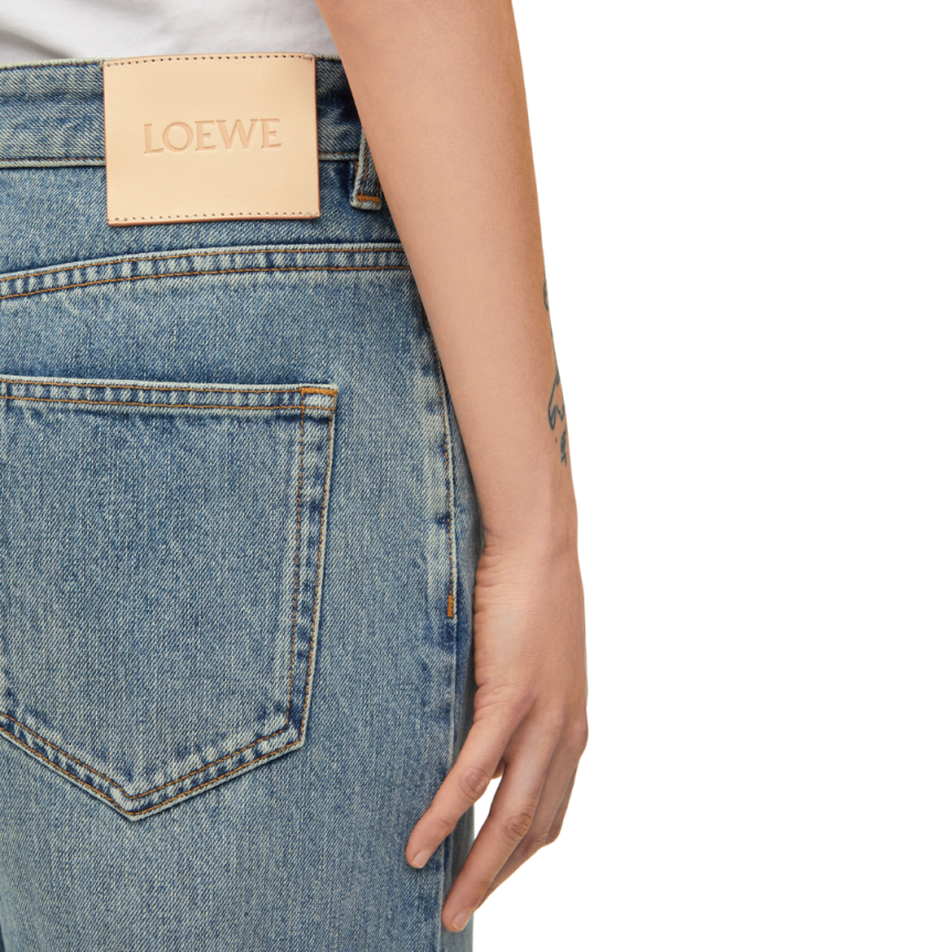 Jean LOEWE taille haute denim coton bleu delavé