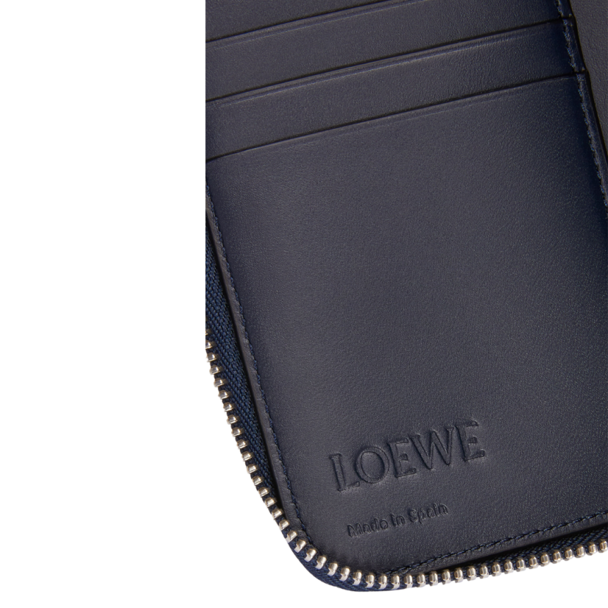 Portefeuille zippé LOEWE Compagnon Puzzle cuir bleu marine gris anthracite