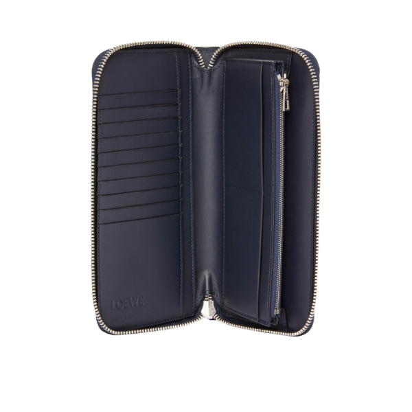 Portefeuille zippé LOEWE Compagnon Puzzle cuir bleu marine gris anthracite