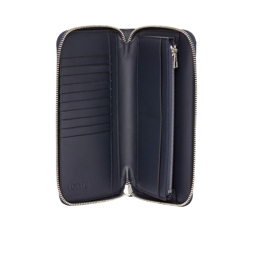 Portefeuille zippé LOEWE Compagnon Puzzle cuir bleu marine gris anthracite