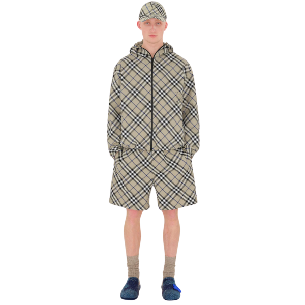 Casquette BURBERRY coton Check carreaux gris bleu Equestrian Knight