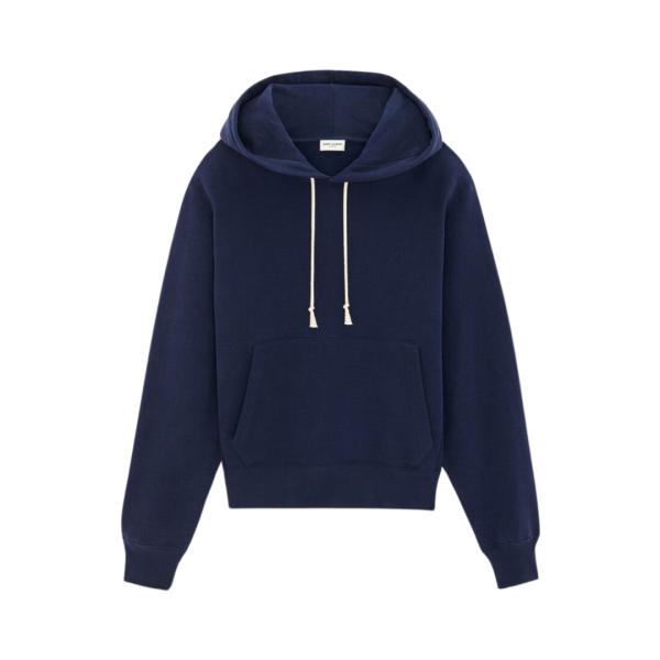 Hoodie SAINT LAURENT Cassandre coton bleu marine broderie YSL