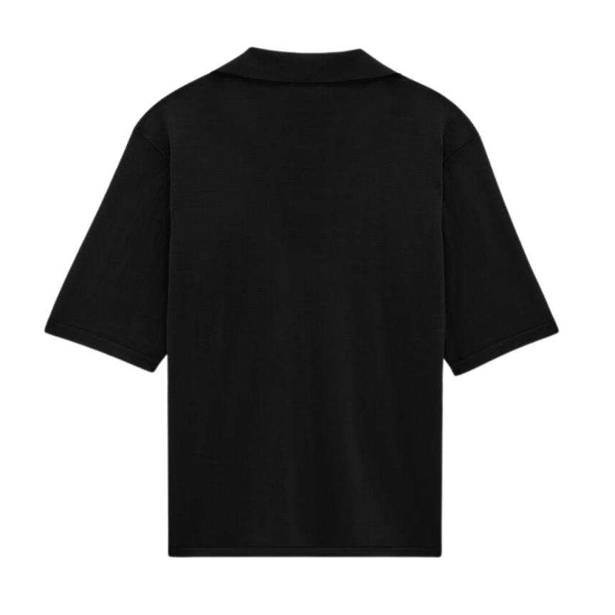 pull polo SAINT LAURENT manche courte laine responsable noir poche