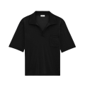 pull polo manche courte laine responsable noir poche