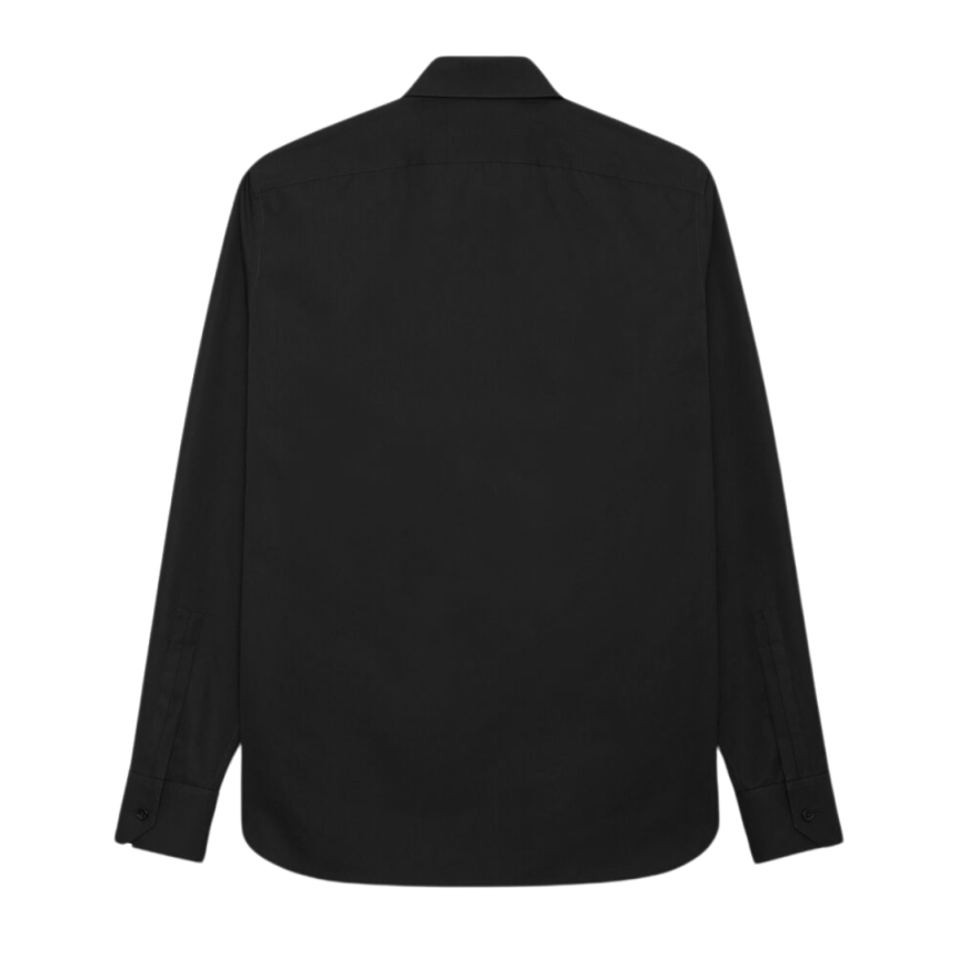 chemise SAINT LAURENT manche longue col Yves popeline coton noir