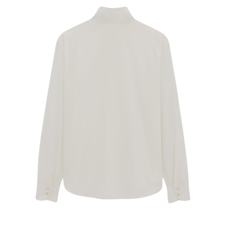 SAINT LAURENT chemise manche longue col cheminée coton ivoire
