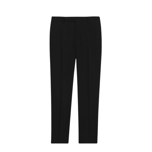 Pantalon SAINT LAURENT slim taille haute gabardine laine vierge noire