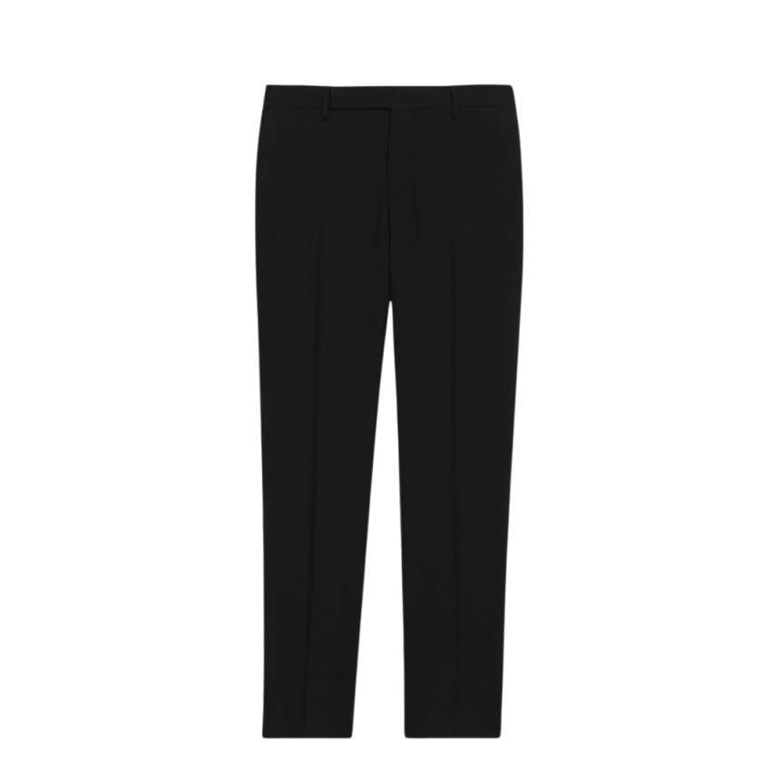 Pantalon SAINT LAURENT slim taille haute gabardine laine vierge noire