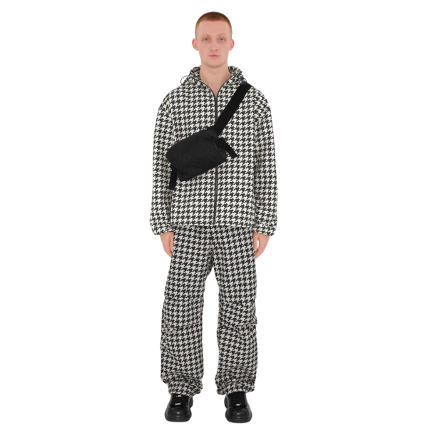 Sac Banane nylon check carreaux noir jacquard