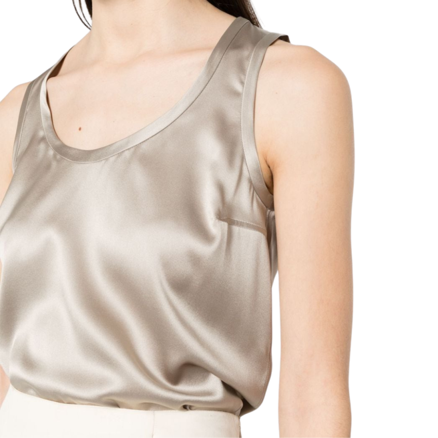 Débardeur BRUNELLO CUCINELLI soie stretch gris beige