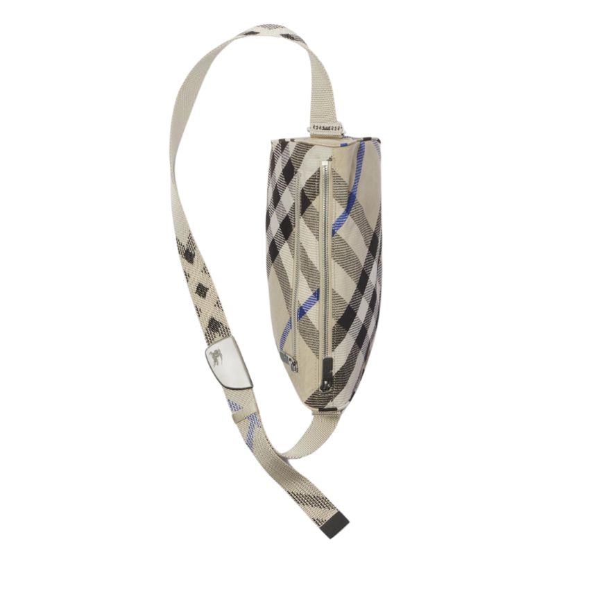 Sac Messenger BURBERRY Banane check gris bleu bandoulière