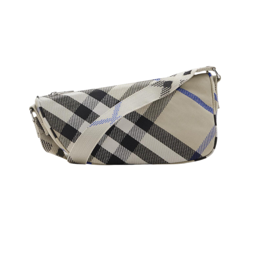 Sac Messenger BURBERRY Banane check gris bleu bandoulière