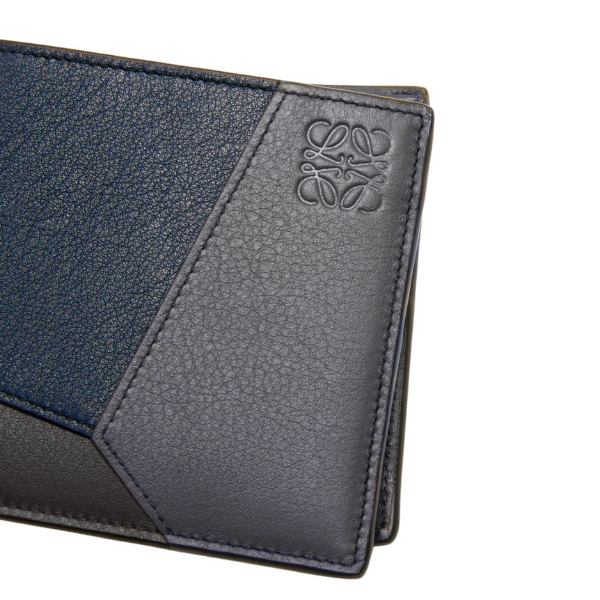 Portefeuille double LOEWE Puzzle cuir bleu marine gris