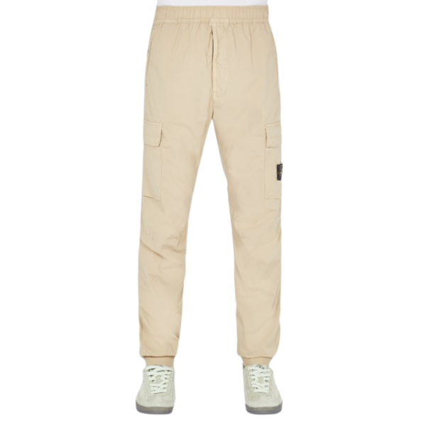 Pantalon Cargo STONE ISLAND coton léger camel bas élastique