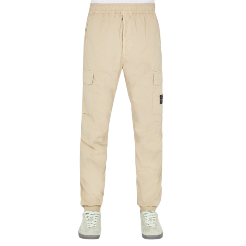 Pantalon Cargo STONE ISLAND coton léger camel bas élastique