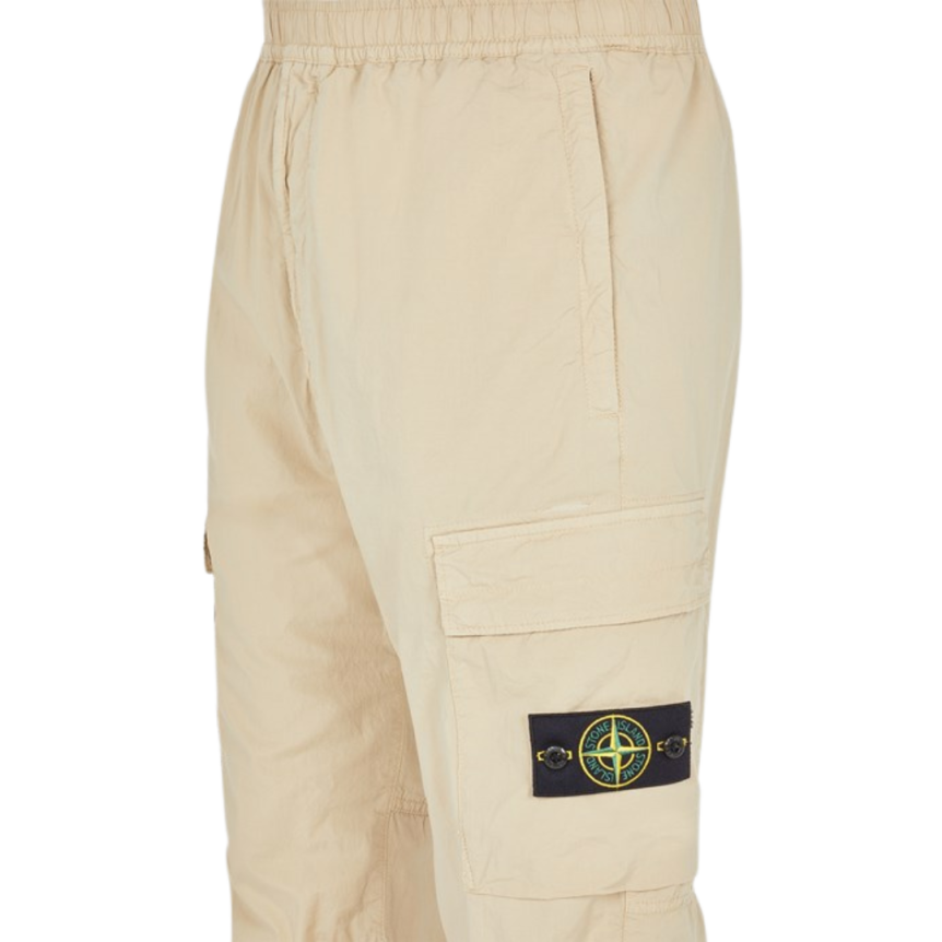 Pantalon Cargo STONE ISLAND coton léger camel bas élastique