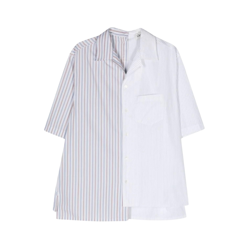 Chemise ample LANVIN coton blanc rayures multicolore patch dos