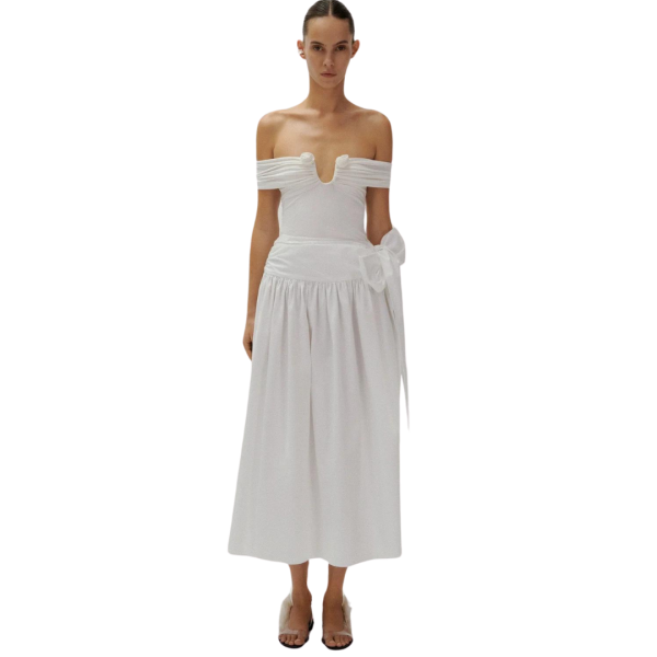 Jupe mi-longue MAGDA BUTRYM ample à nouer en coton blanc