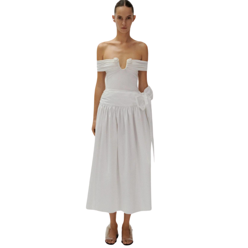 Jupe mi-longue MAGDA BUTRYM ample à nouer en coton blanc