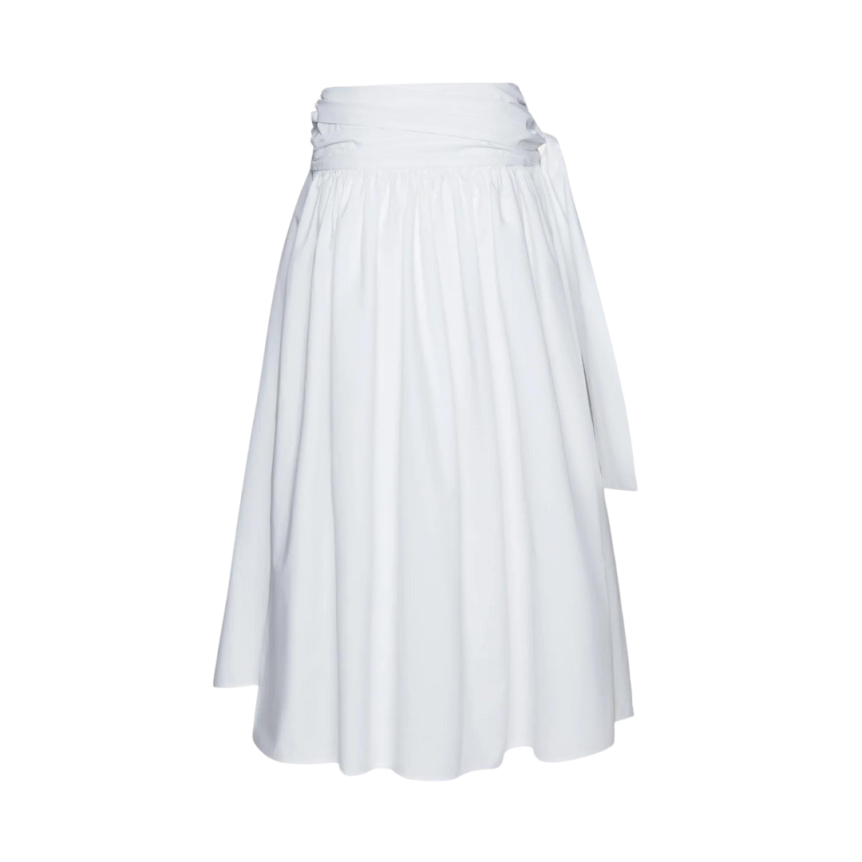 Jupe mi-longue MAGDA BUTRYM ample à nouer en coton blanc