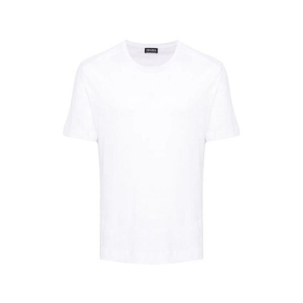 T-shirt ZEGNA col rond manche courte lin blanc
