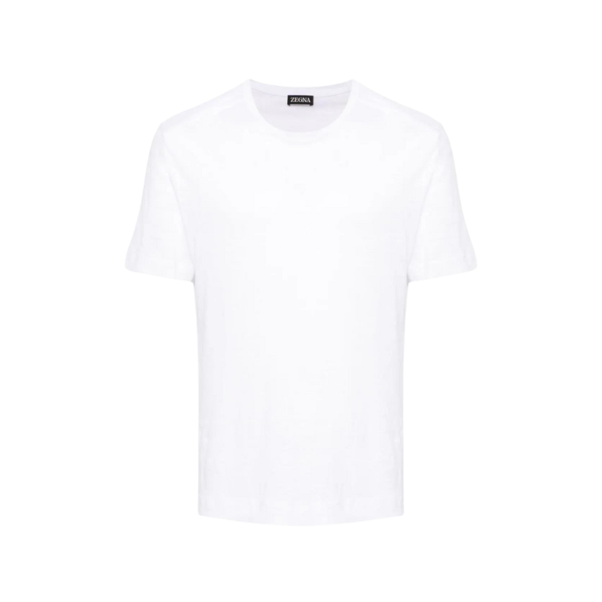 T-shirt ZEGNA col rond manche courte lin blanc